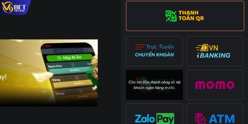 Các phương thức nạp tiền được V9BET hỗ trợ
